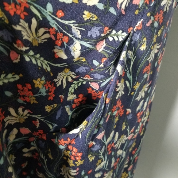 Zara Dark Blue Floral Flowy Romper Jumpsuit - Picture 10 of 16